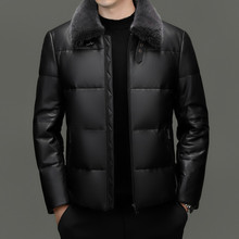 皮衣真皮羽绒服男款冬季白鹅绒绵羊皮皮衣海宁保暖皮夹克外套男