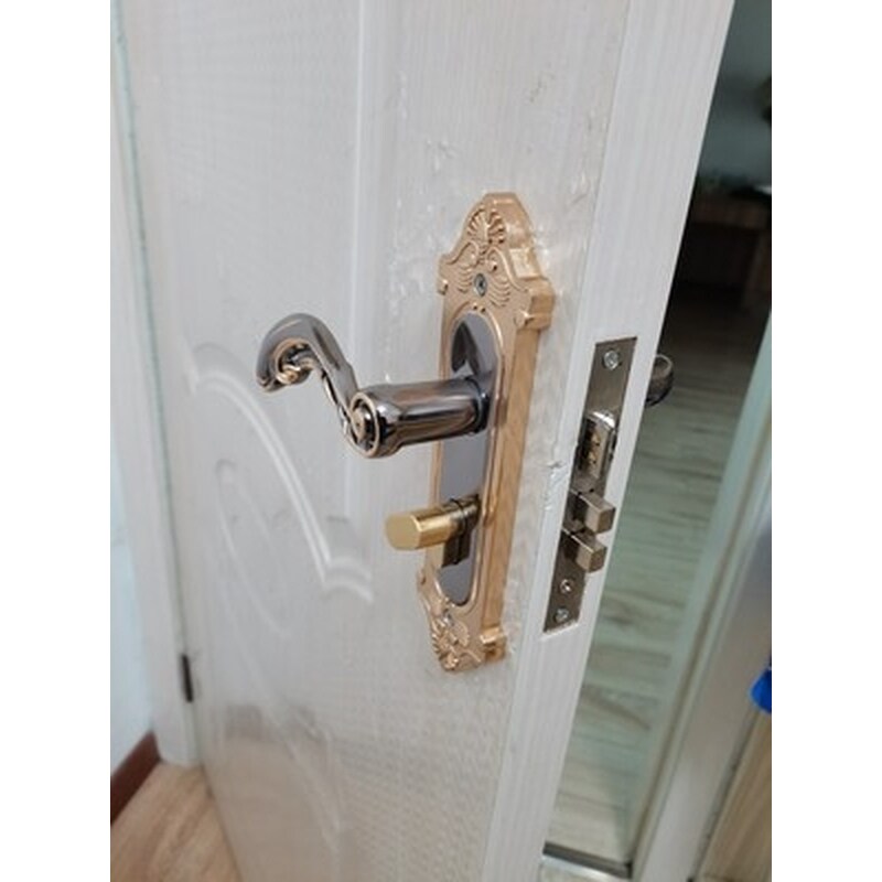 实木门把手实木门锁欧式房门锁象牙白家用锁具卧室锁琥珀黄古执手