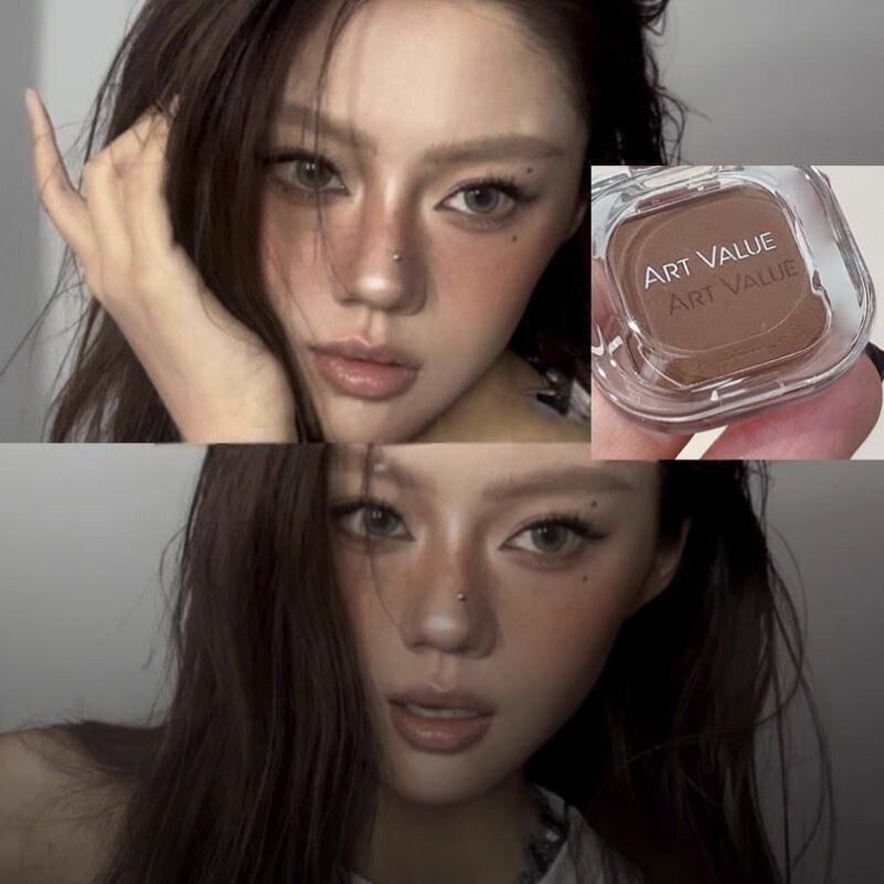 黄皮原生亚裔妆容!裸咖土棕色眼影腮红一体盘欧美泰妆高级感烟燻