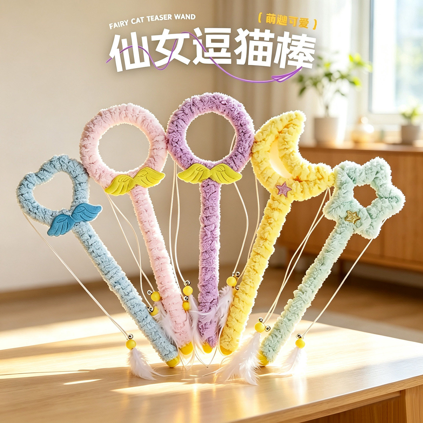 人宠互动毛绒羽毛逗猫棒玩具
