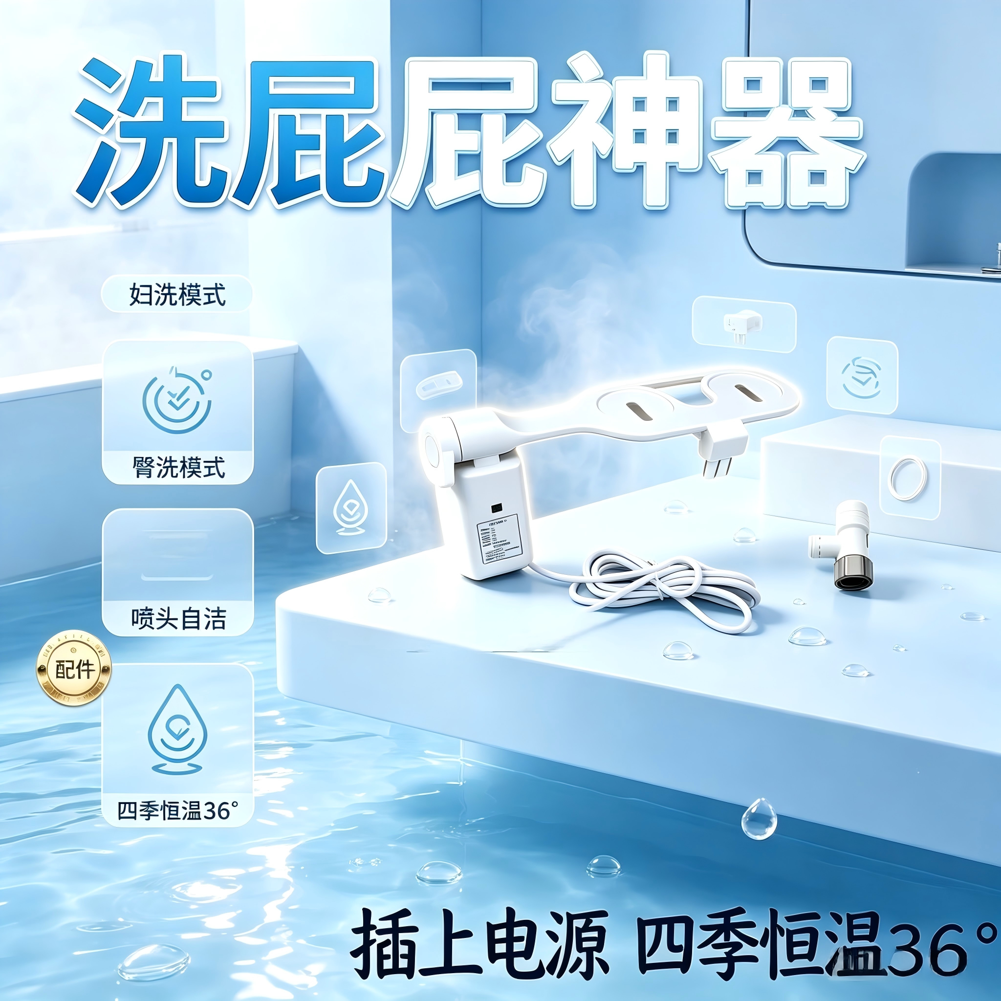 即热恒温洗屁屁神器,马桶通用款