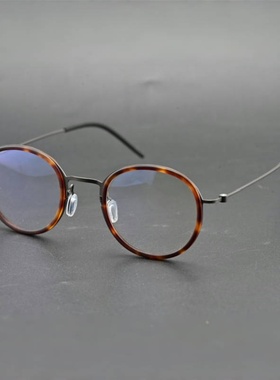 超轻复古轻薄日系镜框手工圆框眼镜架框板材加钛圆框配防蓝光6637