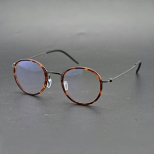 超轻复古轻薄日系镜框手工圆框眼镜架框板材加钛圆框配防蓝光6637