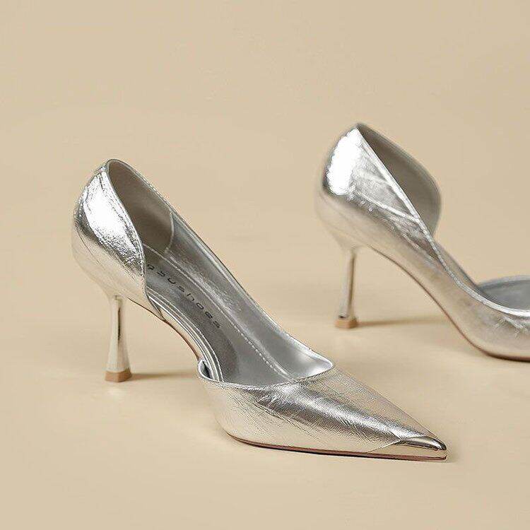 侧空尖头高跟鞋女2026夏季新款气质高级御姐风百搭不累脚细跟单鞋