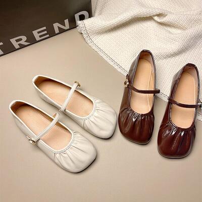 法式玛丽珍芭蕾单鞋女2025新款浅口软底仙女奶奶鞋大码女鞋41到43