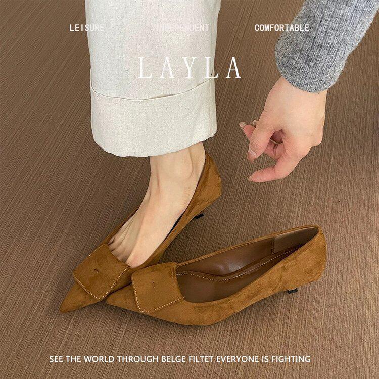 法式复古风尖头浅口单鞋女2026夏季新款中低跟细跟百搭气质高跟鞋