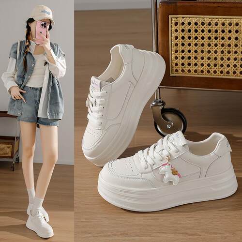 真皮女鞋2026新款夏季小众设计感运动鞋厚底松糕板鞋休闲小白鞋女