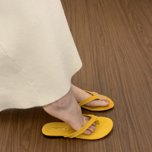 韩版平底夹脚人字拖鞋女