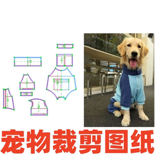 萌寵狗狗紙樣設計60金毛拉布中大型犬四腳服DIY1 裁剪縫紉圖 1樣版