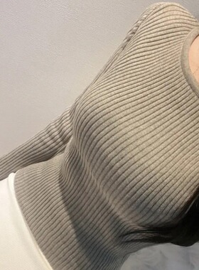 性感显胸大紧身长袖针织衫女秋冬新款气质圆领显瘦百搭打底衫上衣