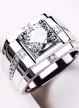 美国莫桑石钻戒男戒18K