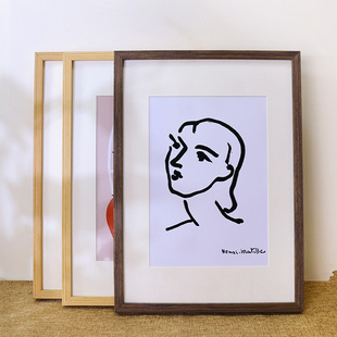 相框挂墙30寸实木拼图装 A3简约海报框A4 裱画框原木色4k8开20寸24