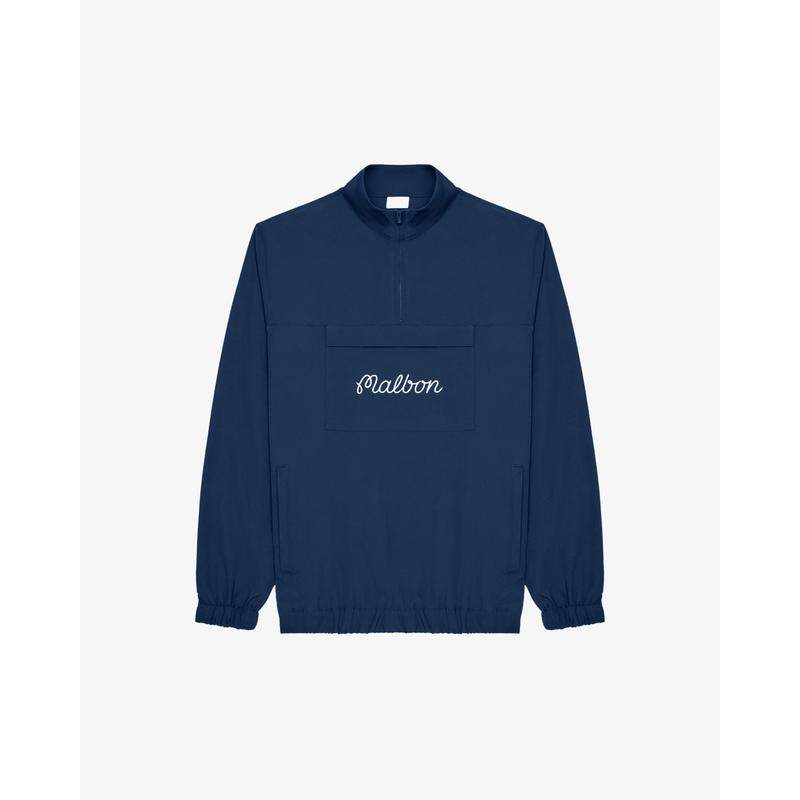 代购MALBON GOLF男士运动夹克防风透气保暖易穿脱深蓝色长袖立领