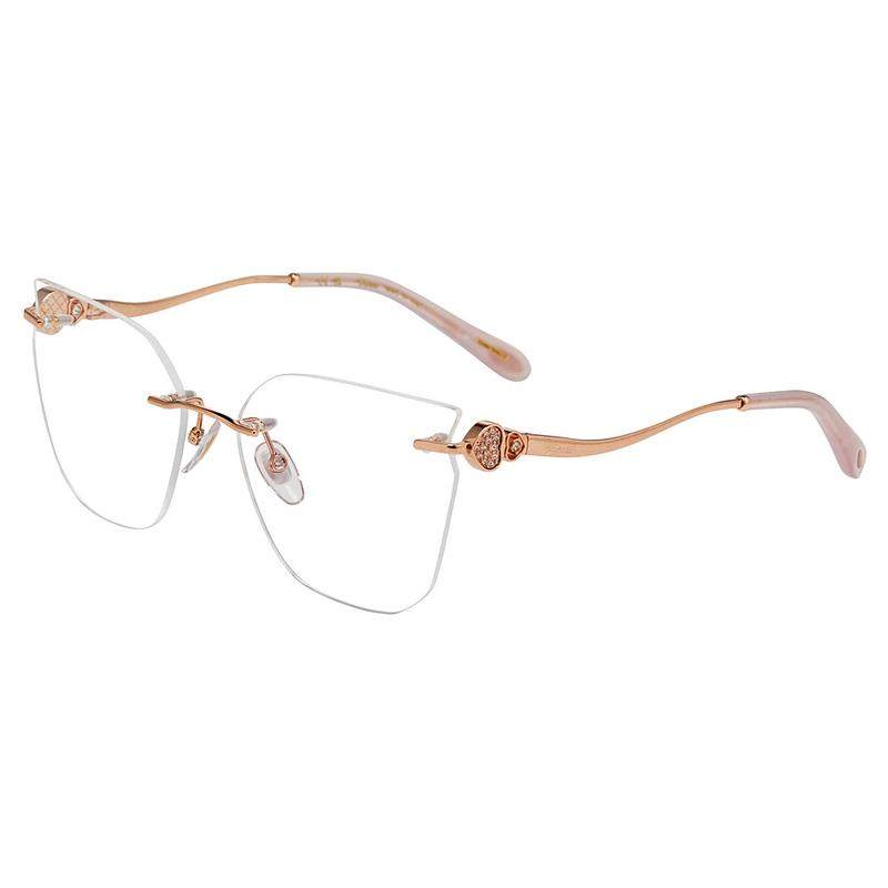 代购Chopard女士眼镜架蝴蝶形金属玫瑰金透明镜片日常佩戴办公