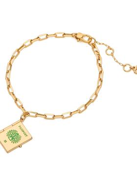 代购kate spade女士手链时尚精致点缀装饰金色方形吊坠绿色图案