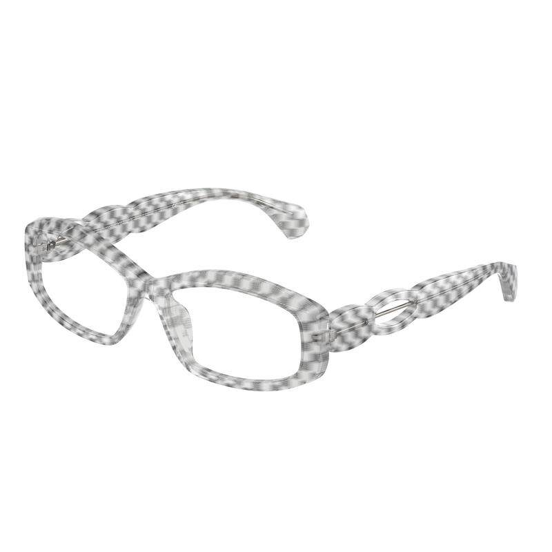 代购Alain Mikli女士眼镜框不规则框全框黑白格纹透明材质