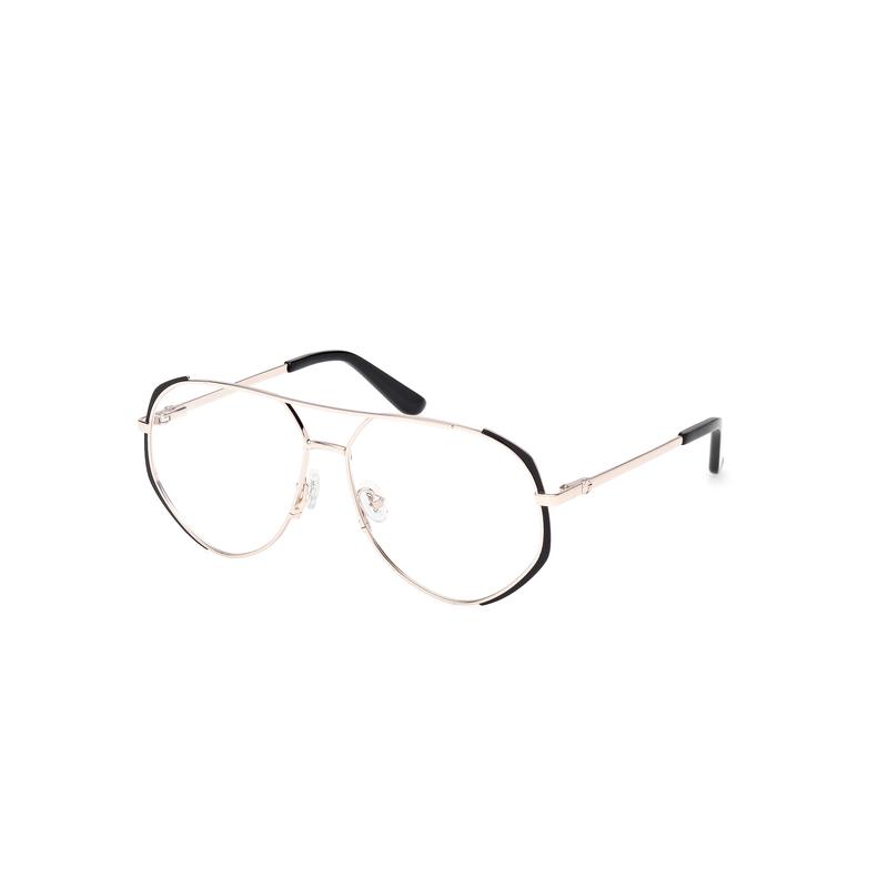 GUESS女士眼镜架金属飞行员款哑光黑亮面浅金日常佩戴通勤
