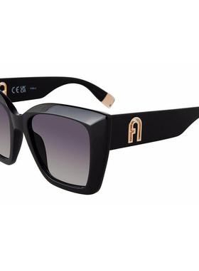 代购FURLA芙拉女士太阳镜方形黑色渐变镜片金属装饰户外出行