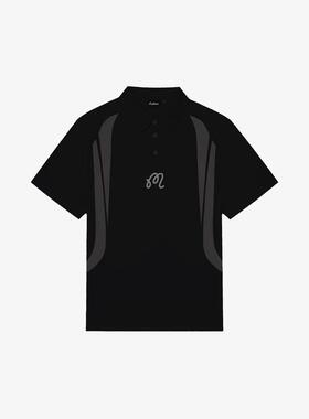 代购MALBON GOLF男士POLO衫透气防晒速干吸湿排汗黑色短袖
