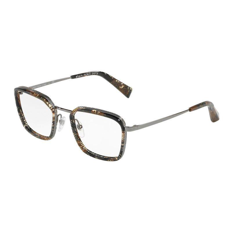 代购Alain Mikli女士眼镜框方形金属纹银色日常佩戴办公