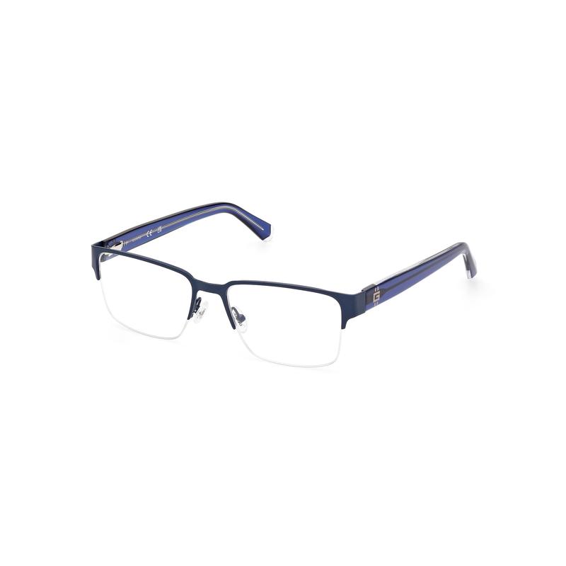 代购代购GUESS男士眼镜架半框蓝色金属哑光办公日常佩戴半框眼镜