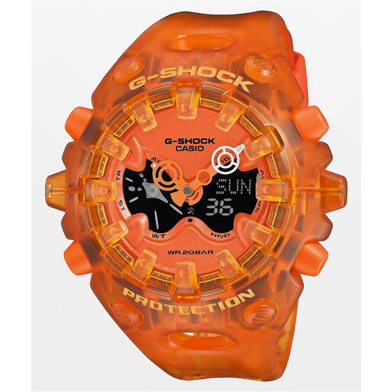 代购G-SHOCK男女腕表计时夜光闹钟世界时透明橙色树脂防水运动