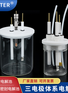 C001直型五口封闭密封普通三电极电化学工作站反应电解池槽电极夹