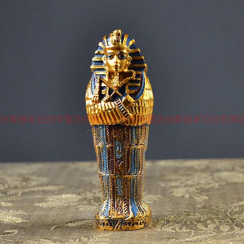 日本古埃及金字塔人偶古文明木乃伊摆件法老棺材树脂模型黄金面具