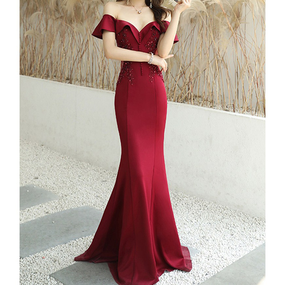 white Evening dress 2022 new pattern Noble banquet temperament fish tail one word Host Banquet High-end winterin the Women's clothing/Boutique , Wedding/Cheongsam/Formal dress , Formal dress/Evening  category - from Buy2taobao.com to provide professional Taobao agent buy service