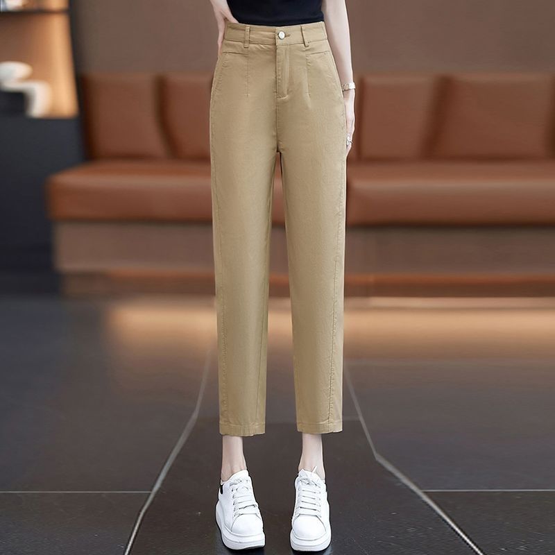 小个子夏天白色哈伦裤子女2025薄款直筒休闲裤高腰显瘦凉凉九分裤