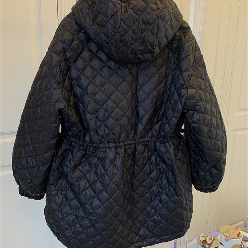 2023秋冬新款女士装休闲中长时尚宽松轻薄连帽菱格羽绒服外套