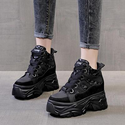 真皮内增高短靴女秋冬2025新款8cm厚底加绒保暖女靴时尚马丁靴潮