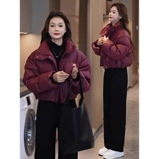 香港代购时尚洋气短款羽绒服女冬新款韩版休闲宽松面包服保暖外套
