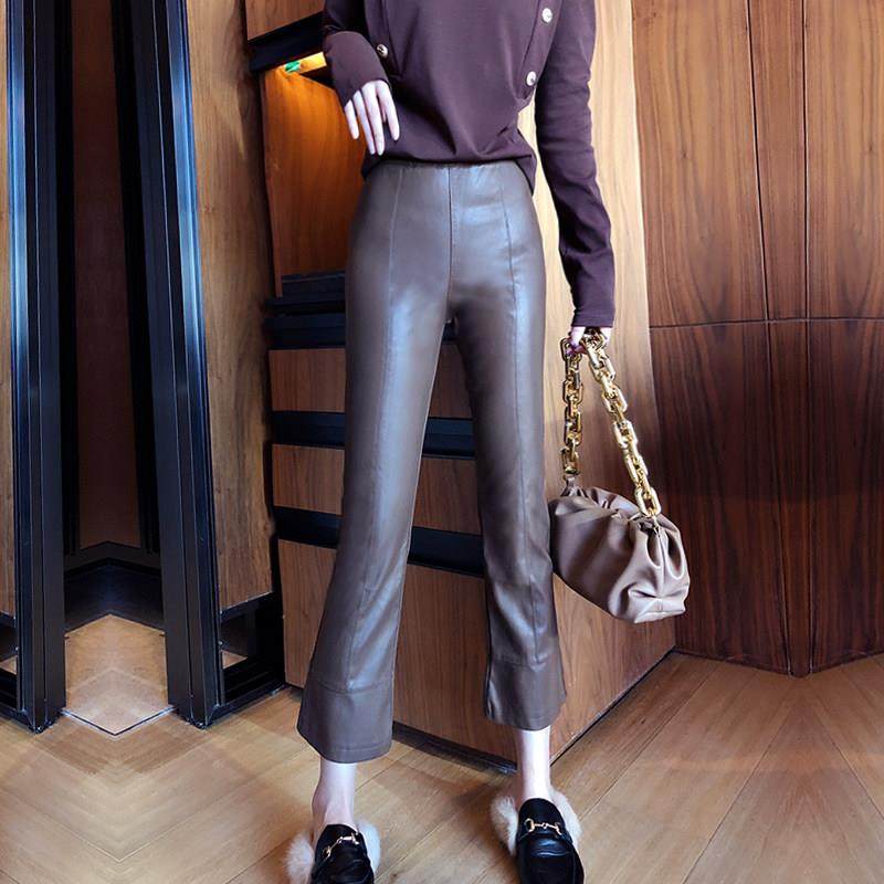 绵羊真皮皮裤女2025秋冬新款韩版高腰修身显瘦时尚百搭九分裤微喇,女装/女士精品,休闲裤,淘宝优惠券,粉丝福利购,淘宝优惠卷