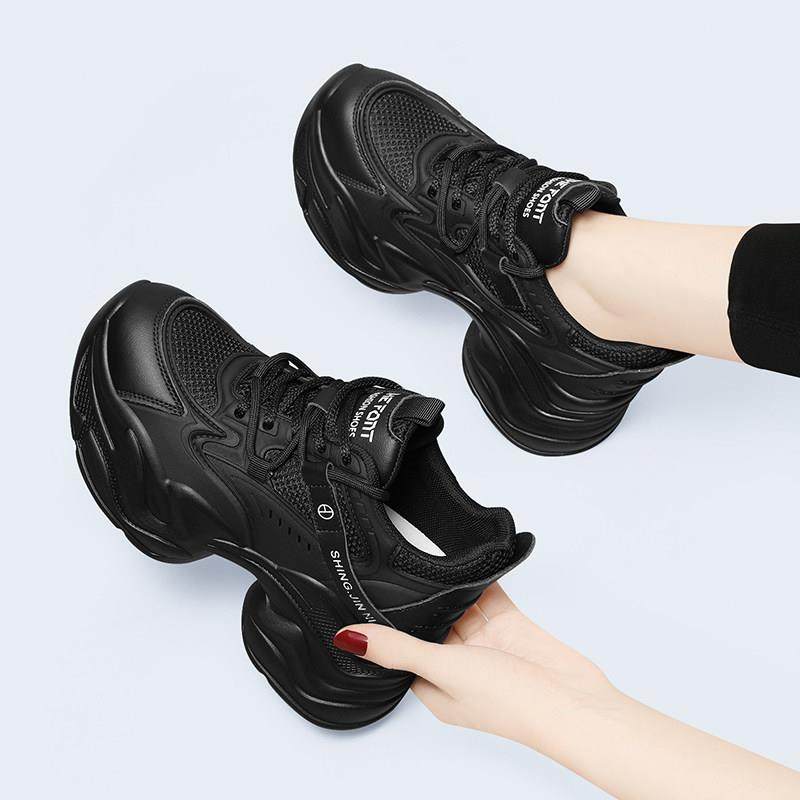 港风厚底老爹鞋女透气2025新款秋季爆款内增高黑色女鞋休闲运动鞋,女鞋,时尚休闲鞋,淘宝优惠券,粉丝福利购,淘宝优惠卷