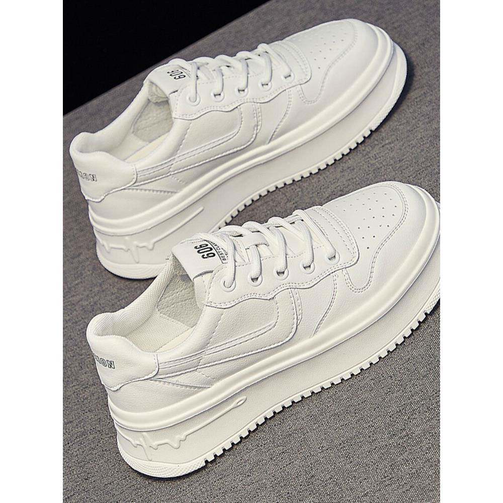 网红小白鞋女2025爆款春秋厚底增高休闲运动板鞋软皮百搭松糕女鞋