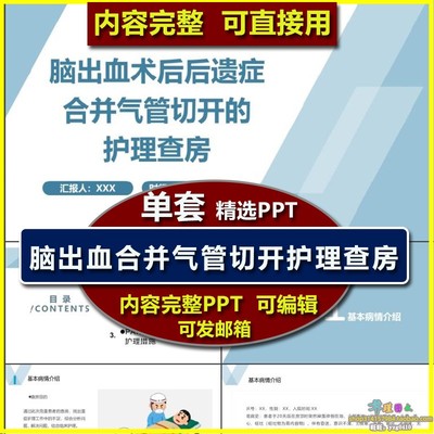 脑出血术后后遗症合并气管切开的护理查房PPT课件模板 脑外科护理