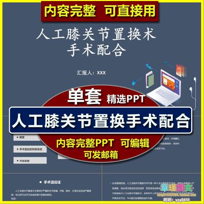 人工膝关节置换术手术配合PPT模板 手术室护士业务学习术前准备