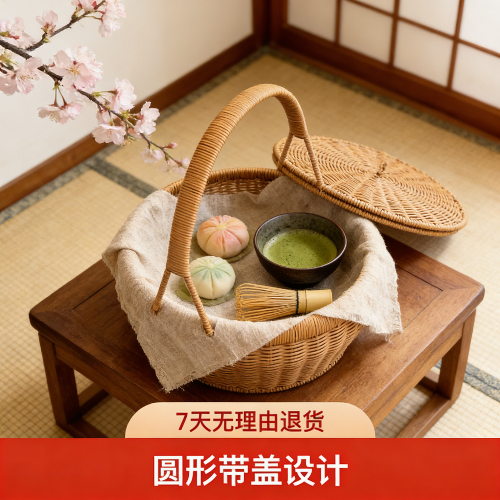 拜财神手提篮新款特大号圆形拜祖宗篮子手工仿藤编织家用拜神过年,收纳整理,购物篮,淘宝优惠券,粉丝福利购,淘宝优惠卷