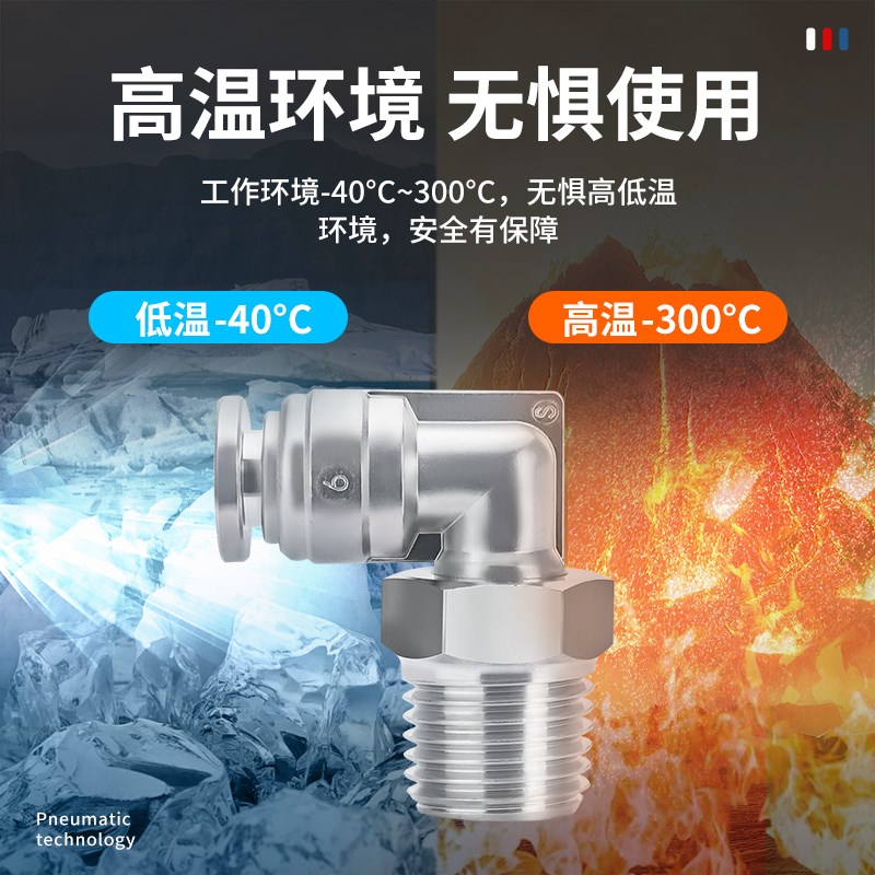 热销304不锈钢快插弯头PL6/8-01/02分3分4分气管快速接头90度直角
