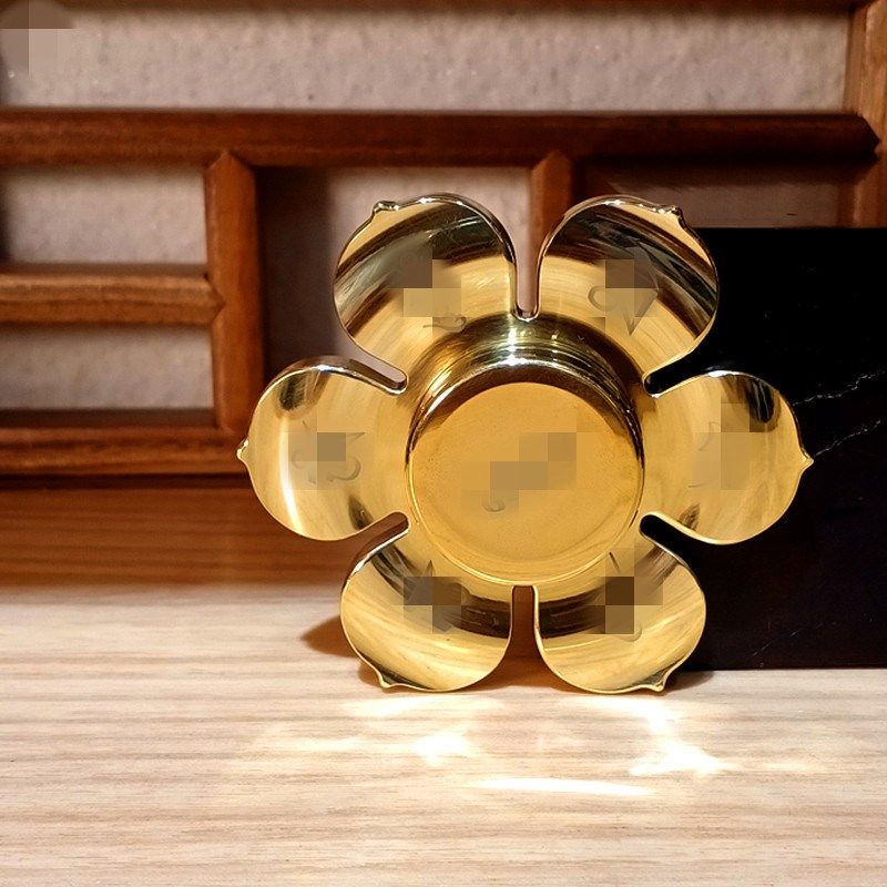 热销七宝莲花黄铜手捻转金轮缩微胶片指尖陀螺观音六字文殊手指捻