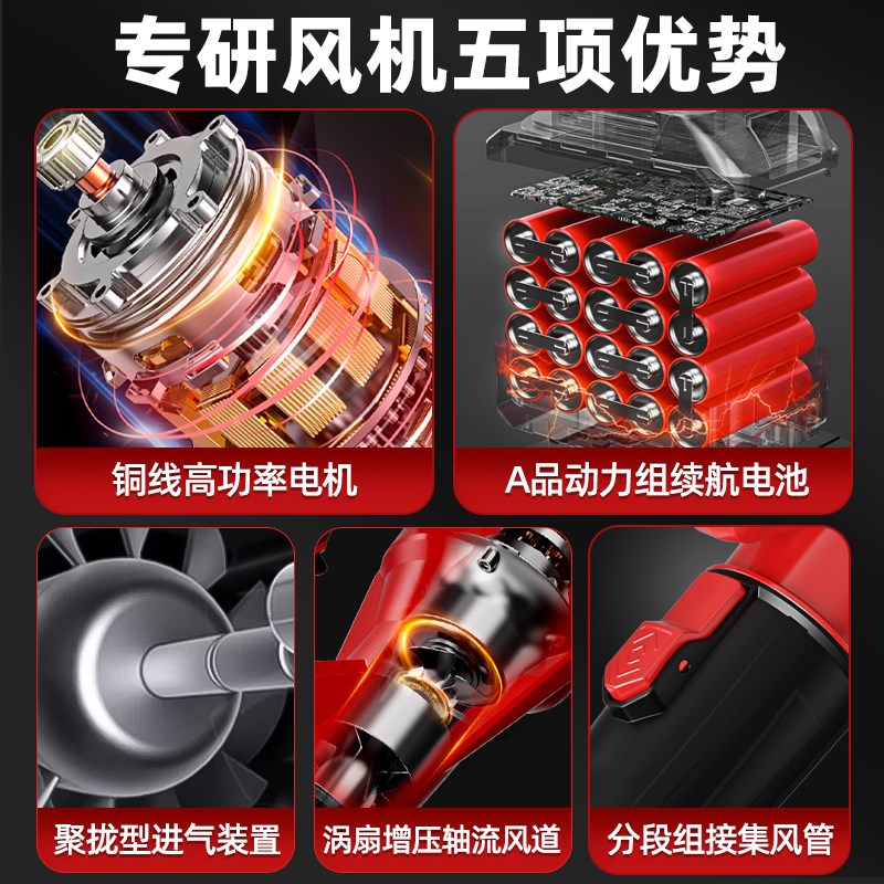 热销锂电吹风机强力吹雪大功率工业鼓风机吹灰尘树叶除尘器无线暴