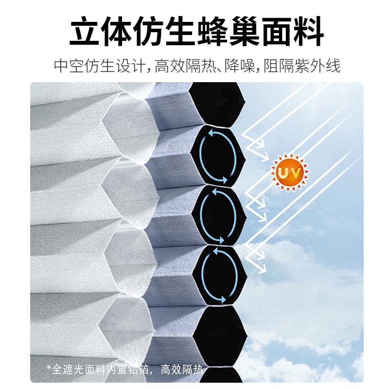 热销电动日夜蜂巢帘风琴百叶智能语音控制客厅书房全遮光隔热遮阳