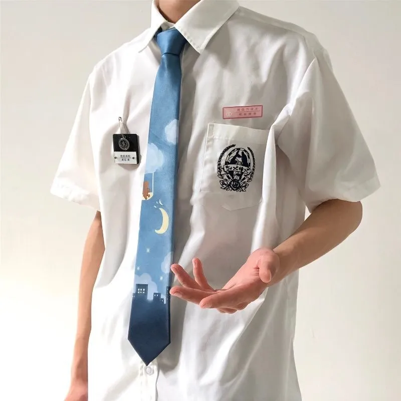 皓海DK制服衬衫男日系刺绣情侣长袖衬衣班服JK短袖上衣