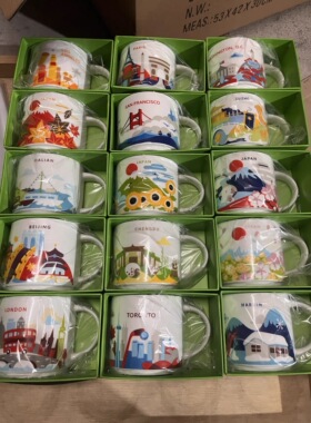 YAH陶瓷杯美国泰国香港美国城市杯马克杯大容量陶瓷杯喝水杯