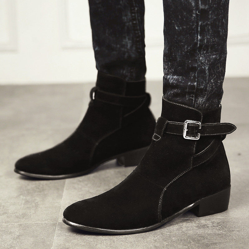 韩版潮流百搭发型师尖头高帮皮鞋男士休闲内增高6cm英伦马丁靴子|ruв категории Мужская обувь, сапоги - от Buy2taobao.com для оказания профессиональной услуги покупки агента Taobao