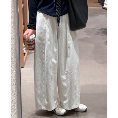 日系慵懒风白色裤子女春