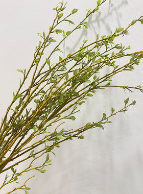 仿真花嫩芽枝假柳枝条装饰花艺术插花造景配材家居装饰绿色经典