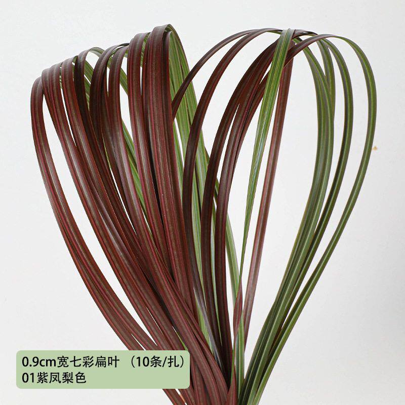 仿真线条叶材 蒲叶弯曲造型 水蜡烛插花配材绿色扁叶子仿真花假花