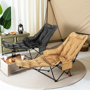 户外加棉月亮椅可调节折叠便携式午休躺椅子露营钓鱼凳公园摆摊椅